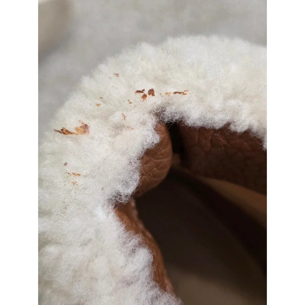 Coach Kenna Leather Shearling Wedge Booties Brown Y2K Size 8B